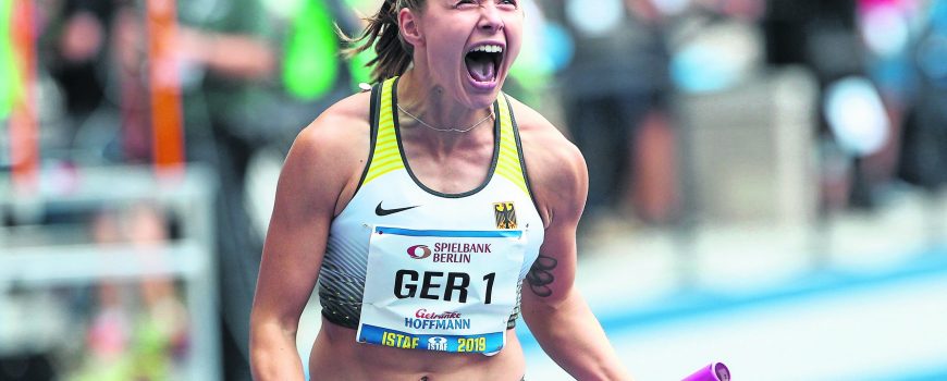 Berlin, Deutschland 01. September 2019: ISTAF - Leichtathletik - 2019 Gina Lueckenkemper (GER / SCC Berlin) fuehrt die s